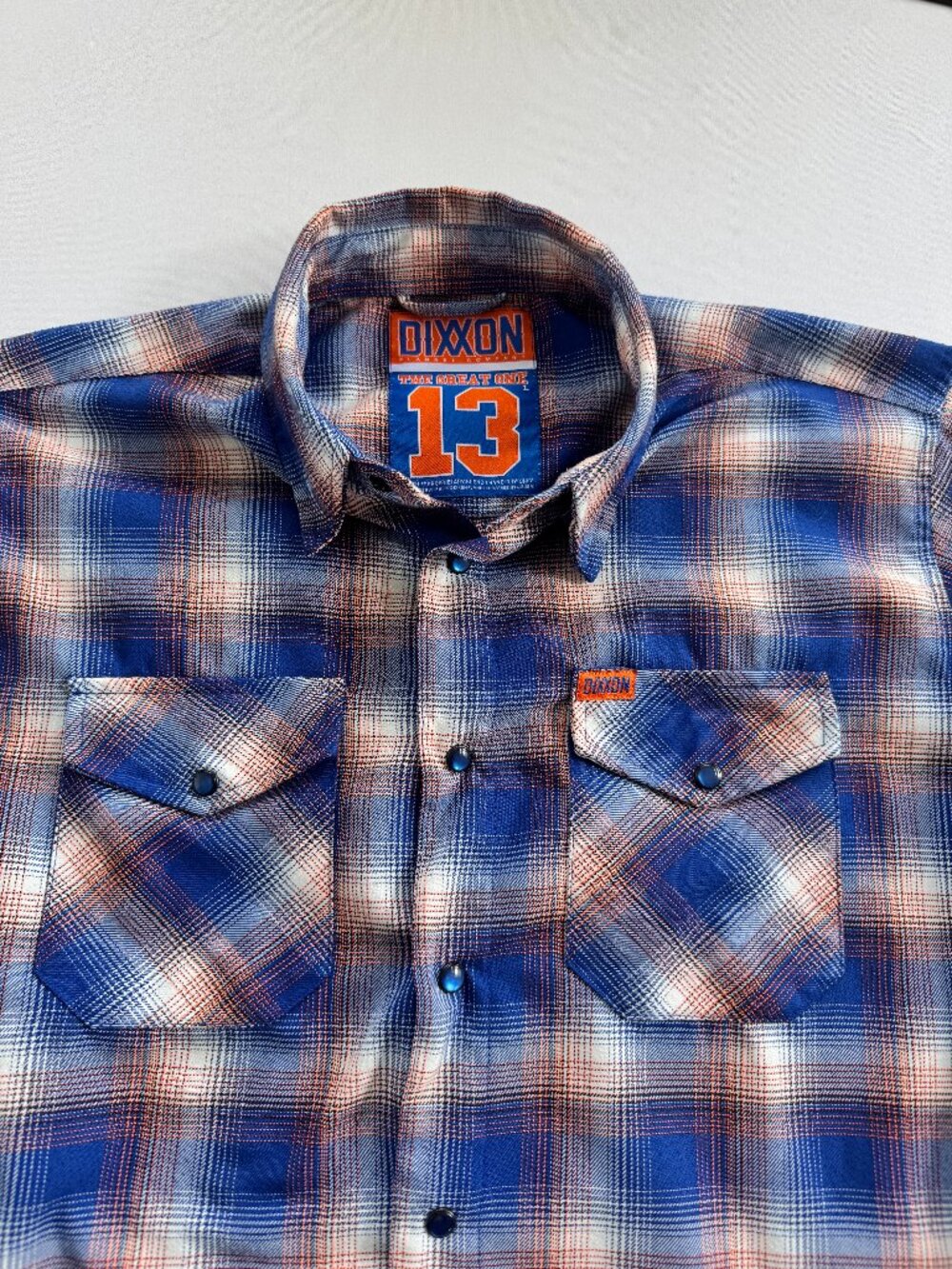 DIXXON Flannel “The Great One 13” Blue Orange Plaid Snap Flannel Shirt - Men’s L